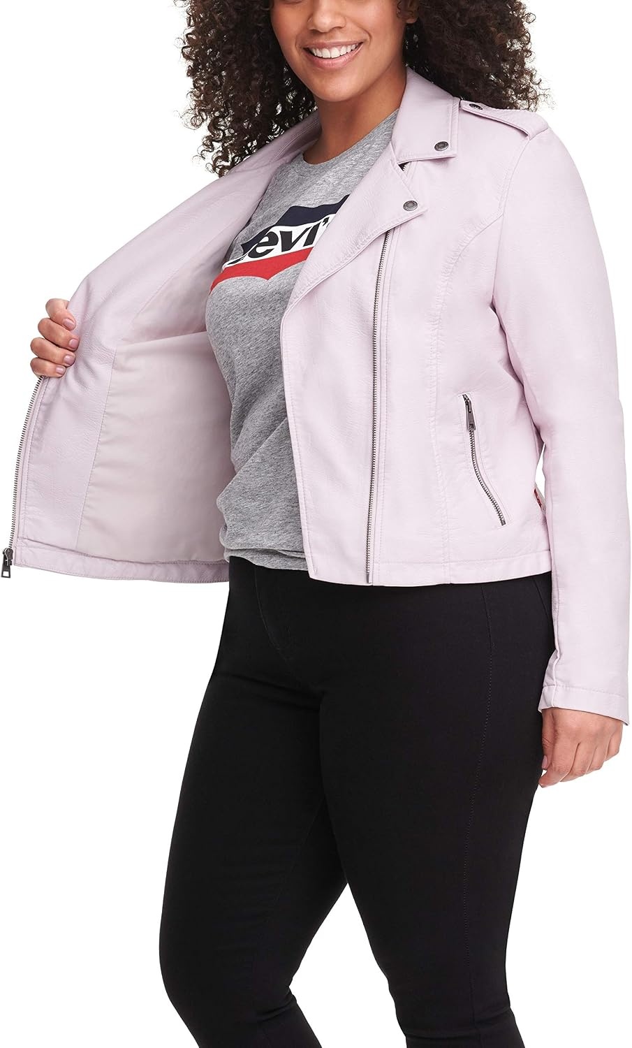 image:imageLevis Womens The Classic Faux Leather Moto Jacket Regular amp Plus SizeBlush Red