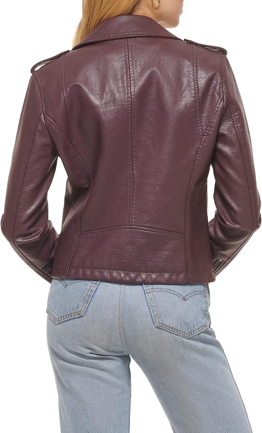 image:imageLevis Womens The Classic Faux Leather Moto Jacket Regular amp Plus SizeBurgundy Red