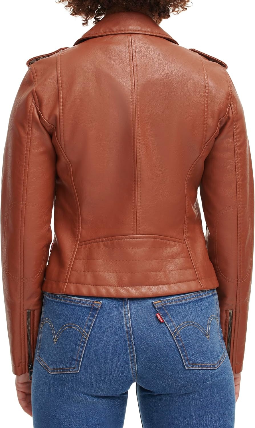 image:imageLevis Womens The Classic Faux Leather Moto Jacket Regular amp Plus SizeCamel Brown