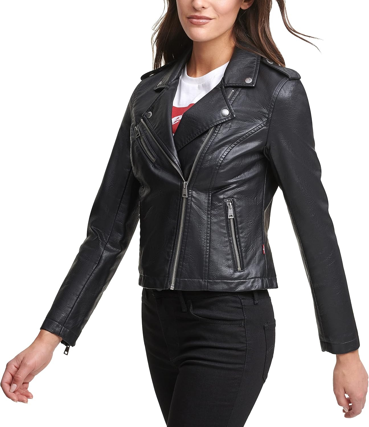 image:imageLevis Womens The Classic Faux Leather Moto Jacket Regular amp Plus SizeClassic Black