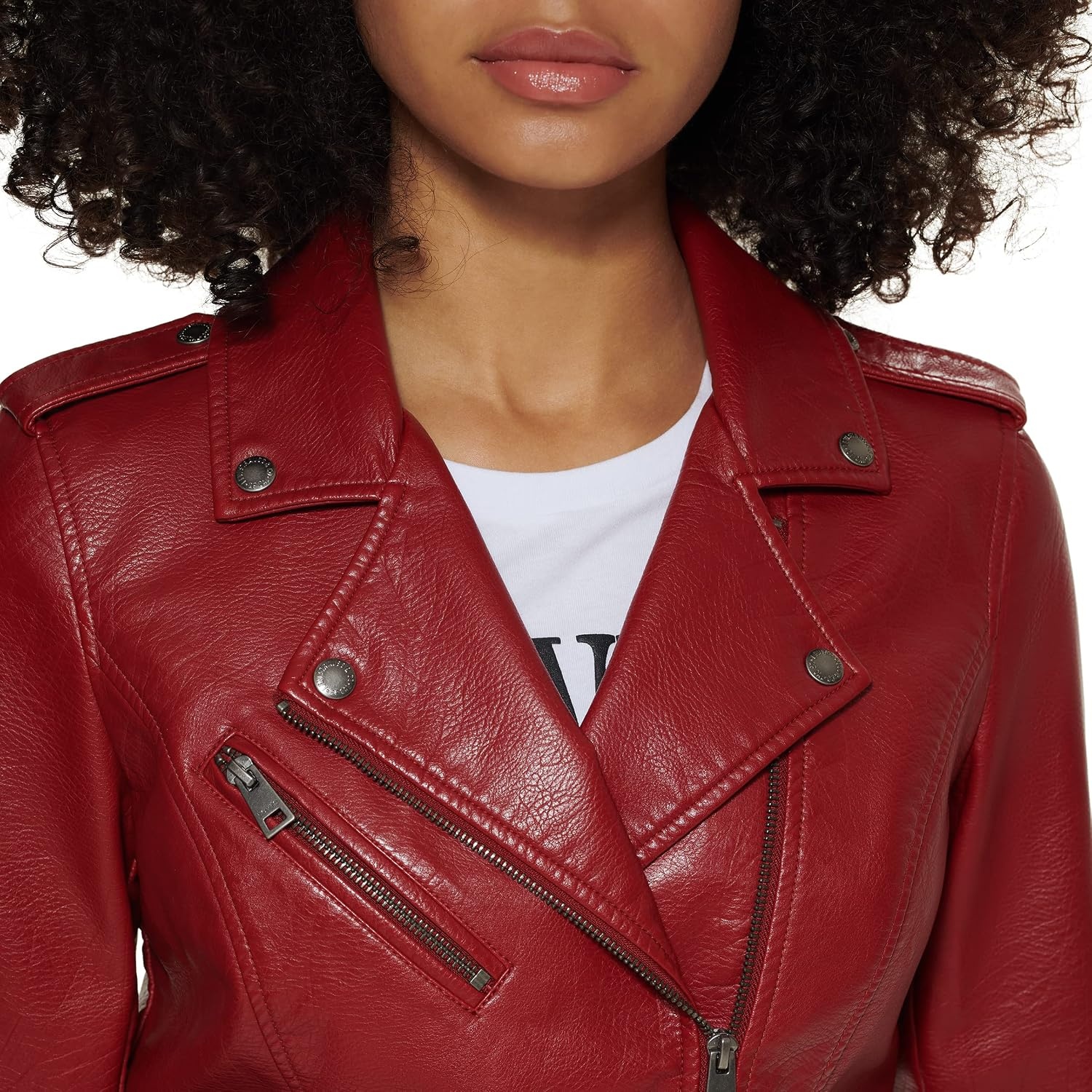 image:imageLevis Womens The Classic Faux Leather Moto Jacket Regular amp Plus SizeDeep Cherry Red