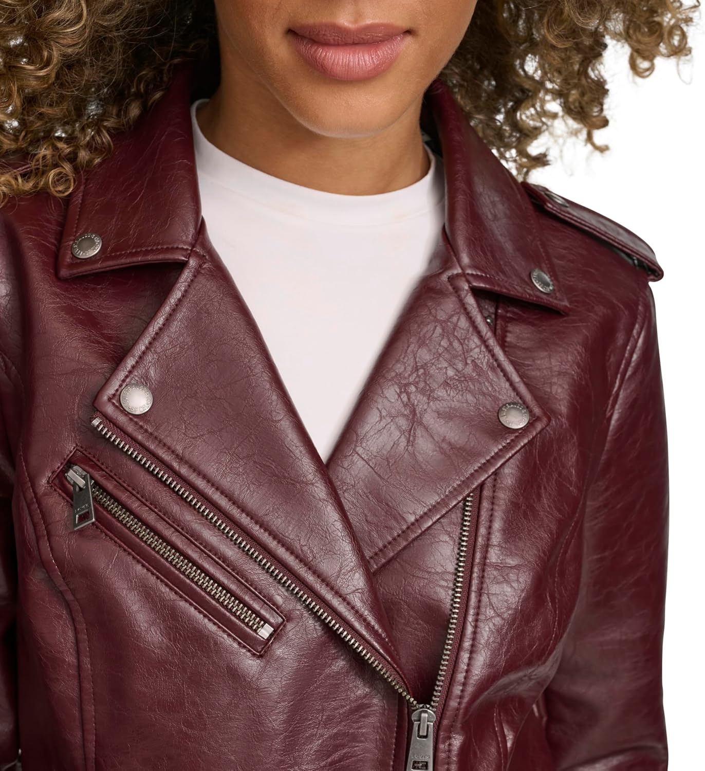 image:imageLevis Womens The Classic Faux Leather Moto Jacket Regular amp Plus SizeFig Gloss Pu