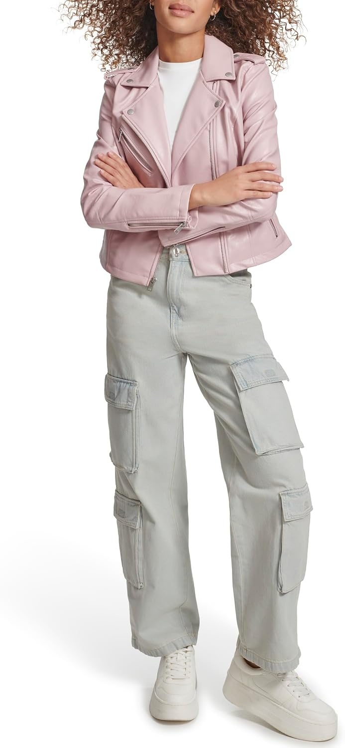 image:imageLevis Womens The Classic Faux Leather Moto Jacket Regular amp Plus SizeGloss Lilac