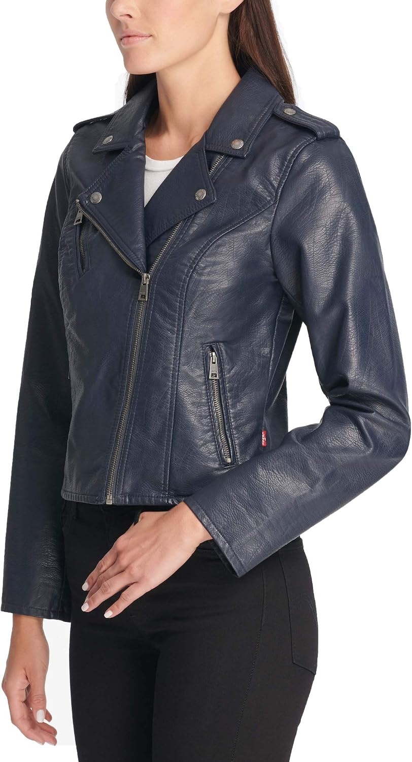 image:imageLevis Womens The Classic Faux Leather Moto Jacket Regular amp Plus SizeNavy