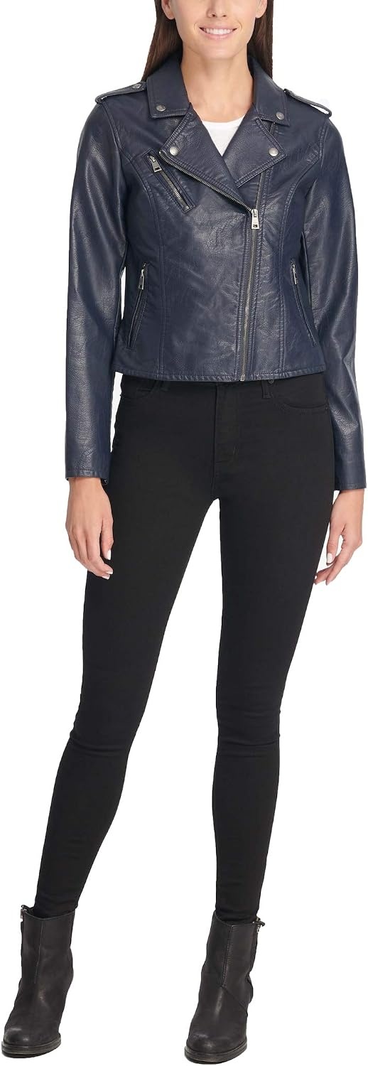 image:imageLevis Womens The Classic Faux Leather Moto Jacket Regular amp Plus SizeNavy