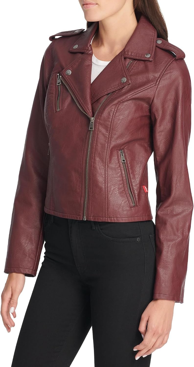 image:imageLevis Womens The Classic Faux Leather Moto Jacket Regular amp Plus SizeWalnut