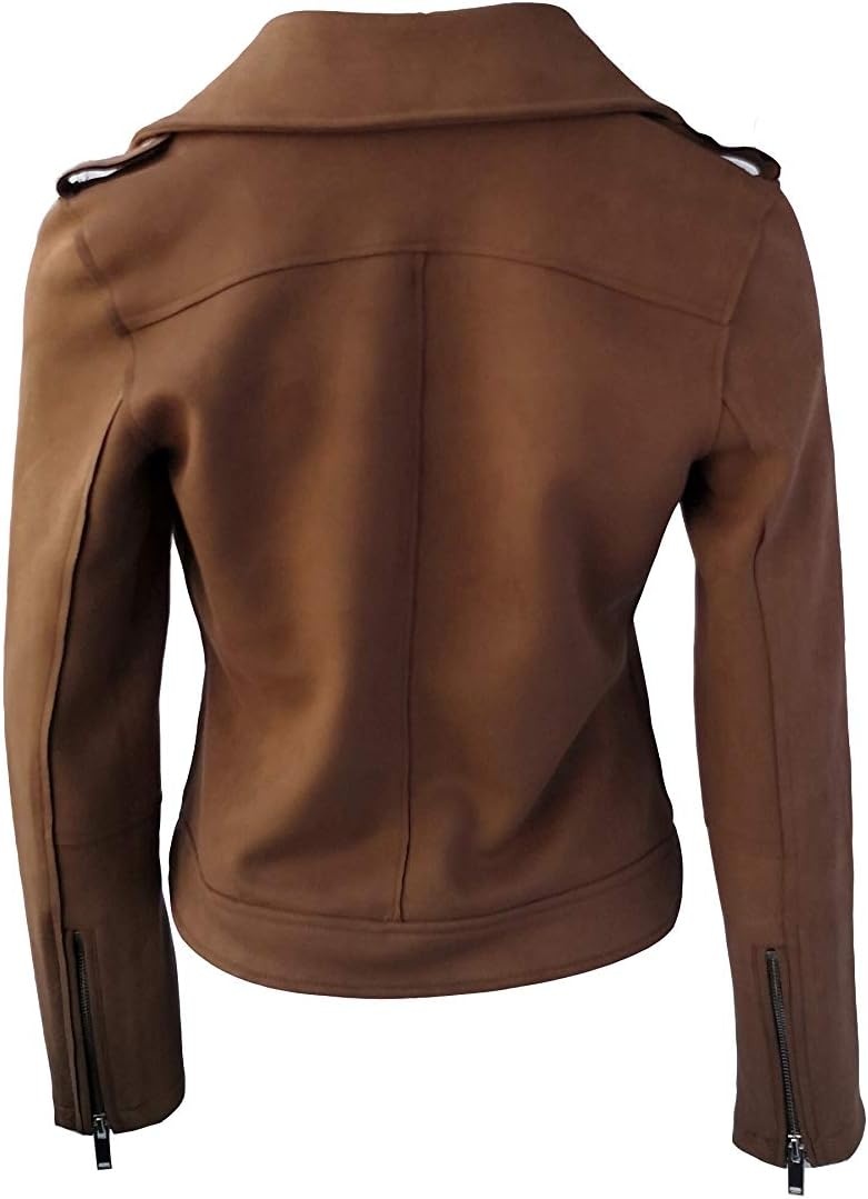 image:imageODCOCD Faux Suede Jacket for Women Long Sleeve Zipper Up Casual OutwearCoffee