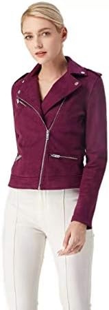 image:imageODCOCD Faux Suede Jacket for Women Long Sleeve Zipper Up Casual OutwearPurple