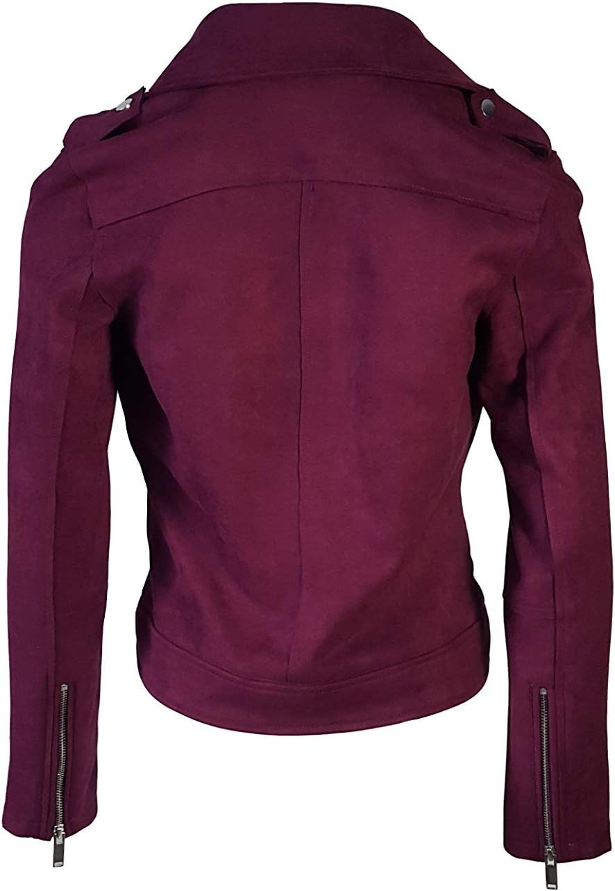 image:imageODCOCD Faux Suede Jacket for Women Long Sleeve Zipper Up Casual OutwearPurple