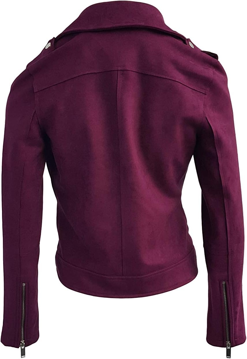 image:imageODCOCD Faux Suede Jacket for Women Long Sleeve Zipper Up Casual OutwearPurple