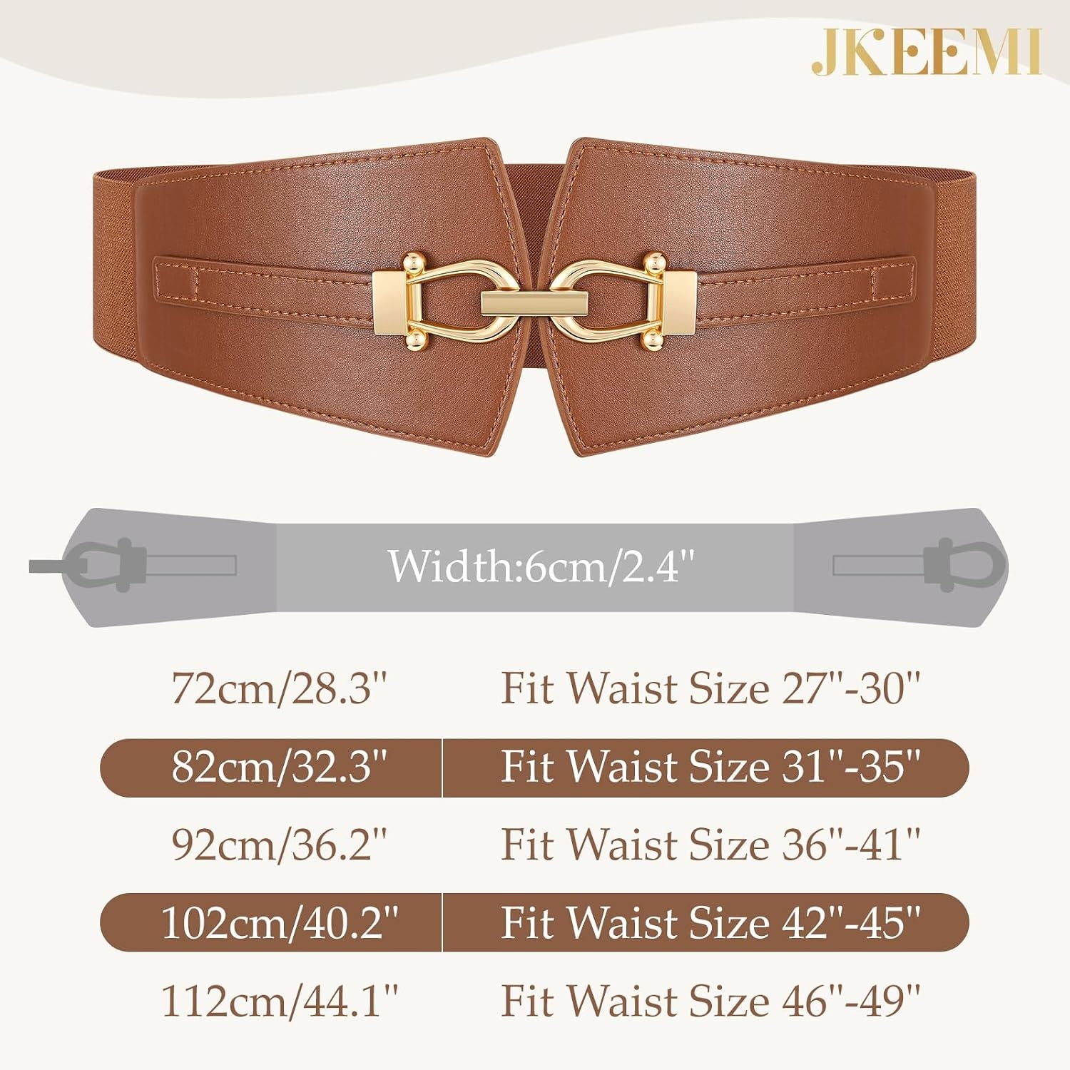 image:imageWide Elastic Belts for Women Corset Belt with Gold Buckle for Dresses Coat Stretch Leather Belt Comfy amp Adjustable 24 Wide Corset Belt Highlight Waistline Wide Belts for Dresses Shirts CoatBrown Beige