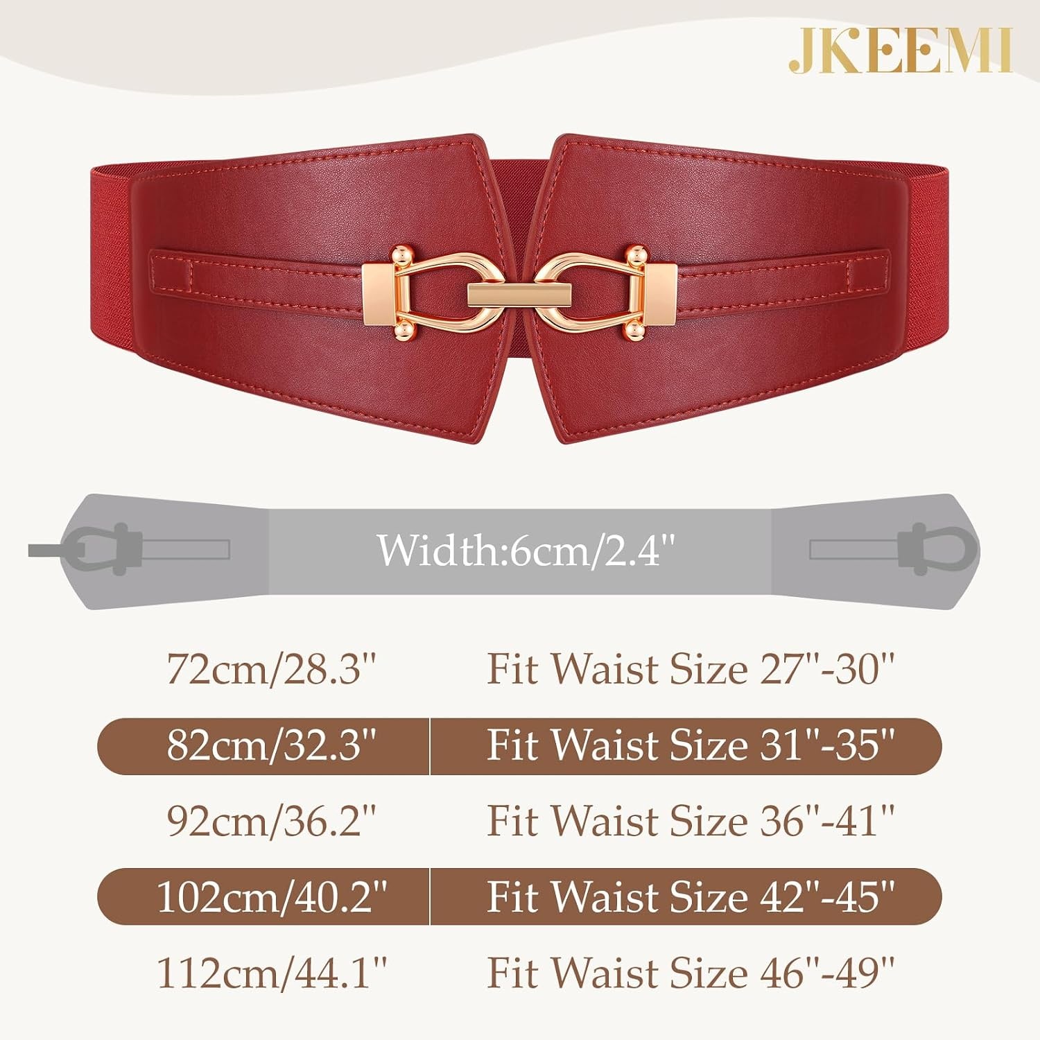 image:imageWide Elastic Belts for Women Corset Belt with Gold Buckle for Dresses Coat Stretch Leather Belt Comfy amp Adjustable 24 Wide Corset Belt Highlight Waistline Wide Belts for Dresses Shirts CoatBlack Red