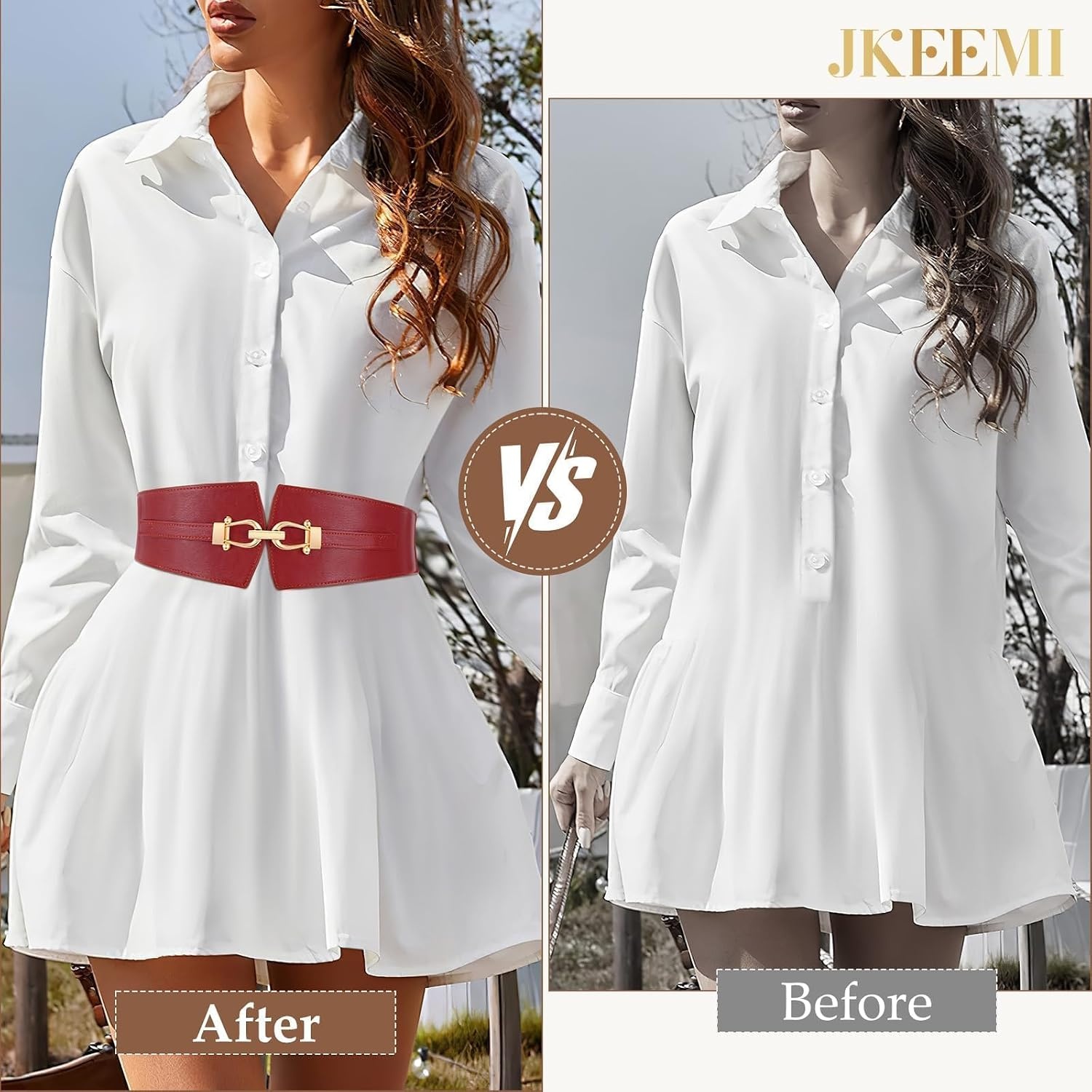 image:imageWide Elastic Belts for Women Corset Belt with Gold Buckle for Dresses Coat Stretch Leather Belt Comfy amp Adjustable 24 Wide Corset Belt Highlight Waistline Wide Belts for Dresses Shirts CoatRed