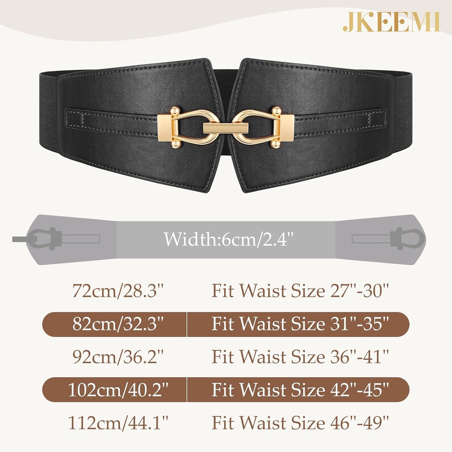 image:imageWide Elastic Belts for Women Corset Belt with Gold Buckle for Dresses Coat Stretch Leather Belt Comfy amp Adjustable 24 Wide Corset Belt Highlight Waistline Wide Belts for Dresses Shirts CoatBlack