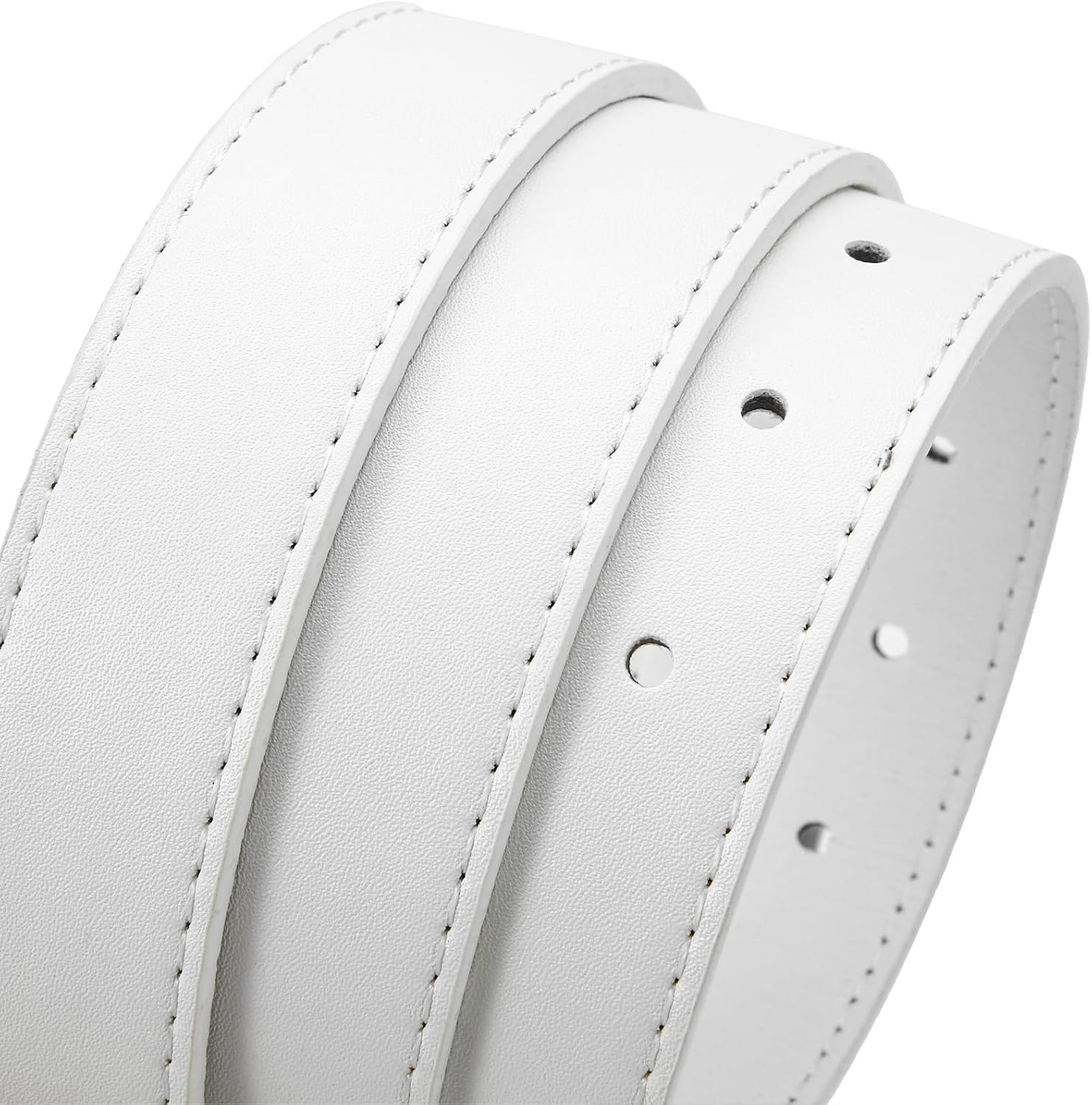 image:imageWomen Belts for Jeans Dresses GoldSilver Buckle Ladies Waist Belt 11 in Wide Solid Faux Leather Small to Plus Sizes Casual Fashion Style Basic Work Daily OutfitsWhite