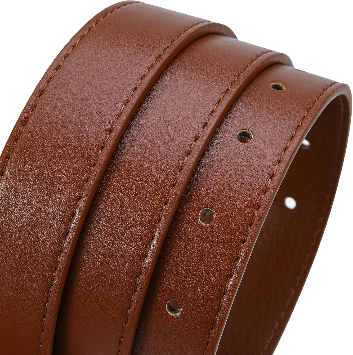 image:imageWomen Belts for Jeans Dresses GoldSilver Buckle Ladies Waist Belt 11 in Wide Solid Faux Leather Small to Plus Sizes Casual Fashion Style Basic Work Daily OutfitsBrown