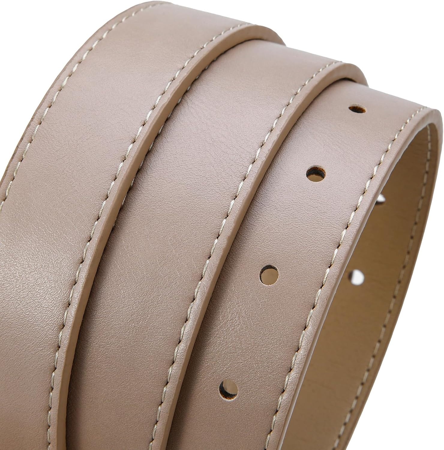 image:imageWomen Belts for Jeans Dresses GoldSilver Buckle Ladies Waist Belt 11 in Wide Solid Faux Leather Small to Plus Sizes Casual Fashion Style Basic Work Daily OutfitsBeige