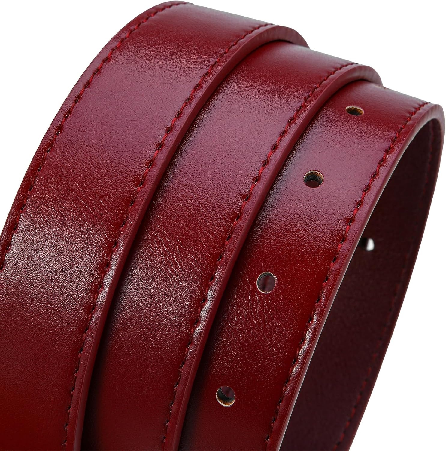 image:imageWomen Belts for Jeans Dresses GoldSilver Buckle Ladies Waist Belt 11 in Wide Solid Faux Leather Small to Plus Sizes Casual Fashion Style Basic Work Daily OutfitsWine Red