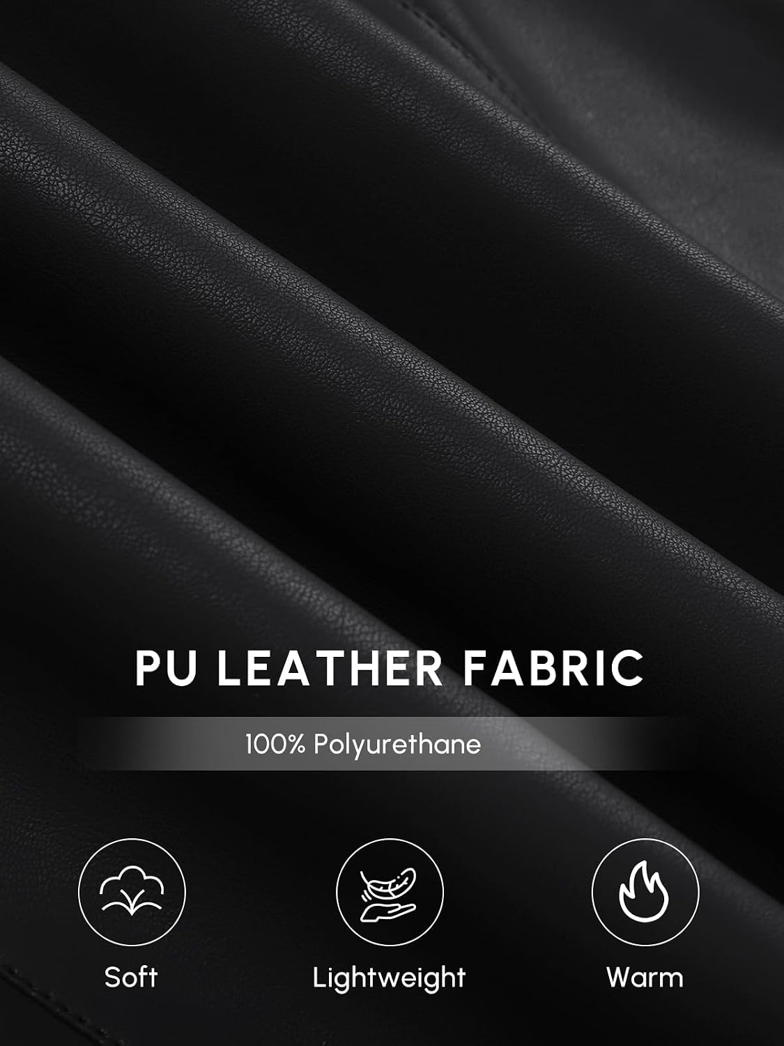 image:imageWomens Faux Leather Blazer Oversized Bomber Winter Coat Motocycle Button Down Fall Jackets with PocketsBlack