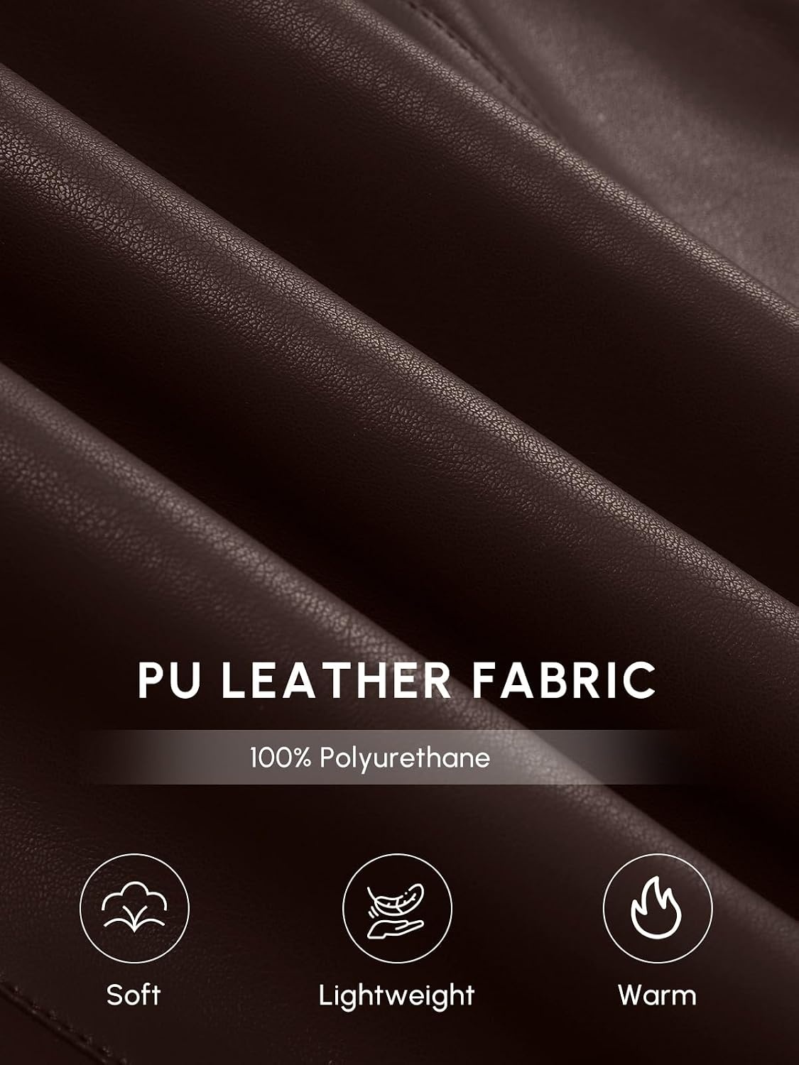image:imageWomens Faux Leather Blazer Oversized Bomber Winter Coat Motocycle Button Down Fall Jackets with PocketsBrown