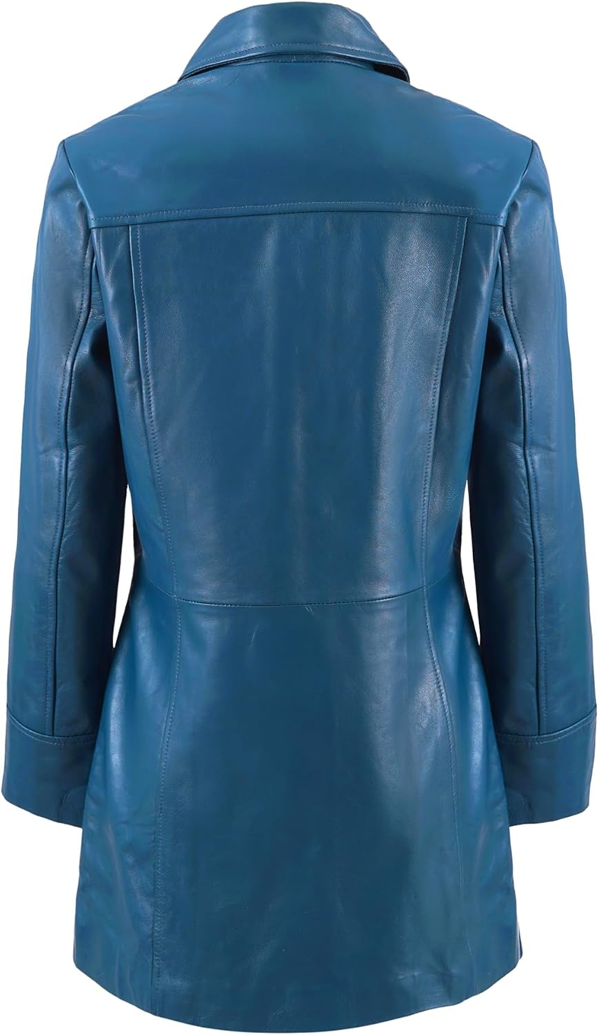 image:imageWomens Lambskin Leather Car Coat Classic 34 Length Style OvercoatBlue