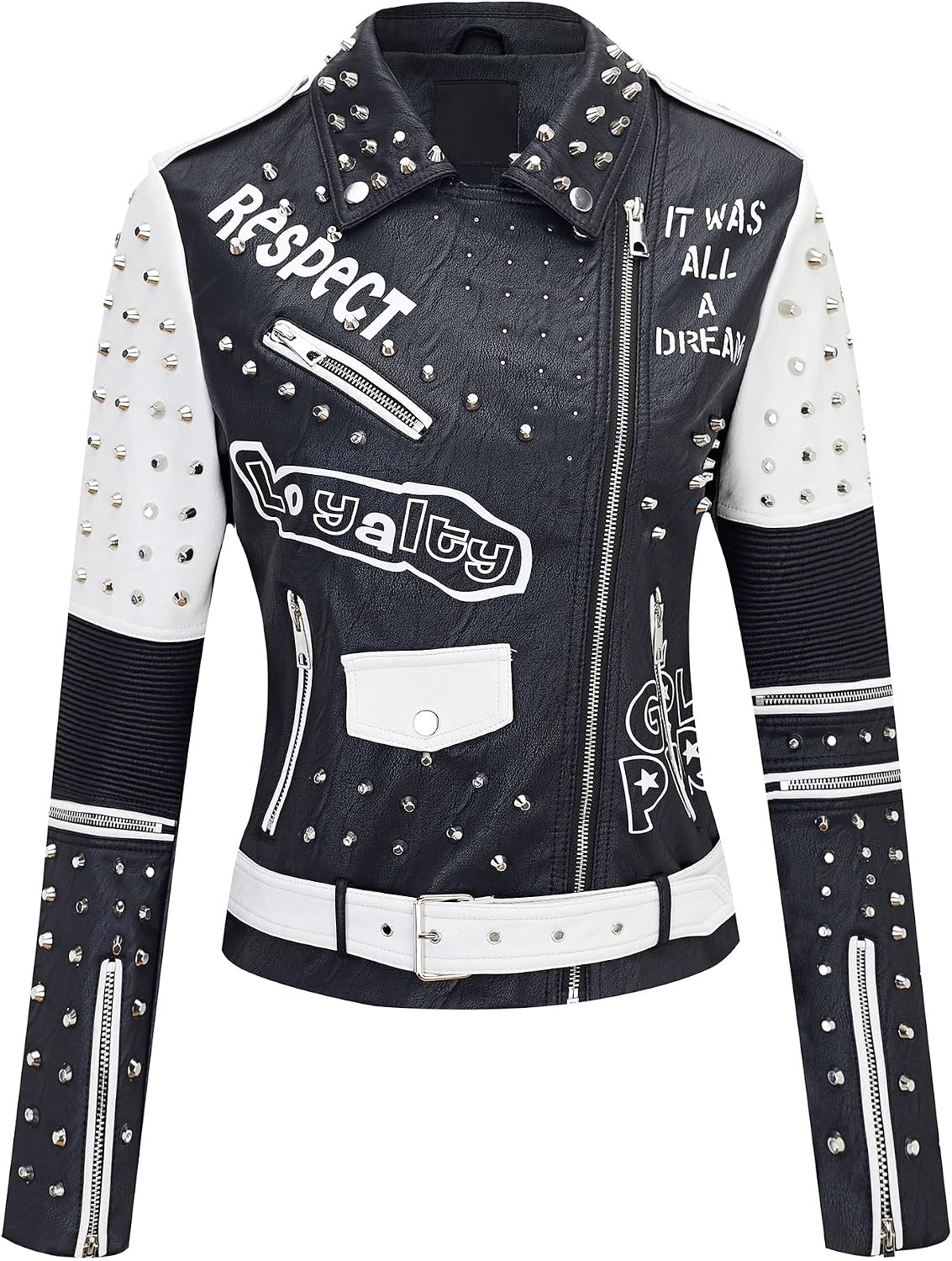 image:imageWomens Plus Size Faux Leather Zip Up Moto Jacket Fashion Coats 1X5X Geschallino Spring Fall OutfitsStand CollarLapelGoing Out Concert Party Clothesfor Commute Travel and Daily StreetwearBlack