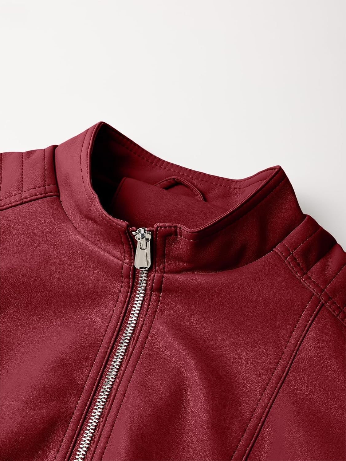 image:imageWomens Plus Size Faux Leather Zip Up Moto Jacket Fashion Coats 1X5X Geschallino Spring Fall OutfitsStand CollarLapelGoing Out Concert Party Clothesfor Commute Travel and Daily StreetwearRed