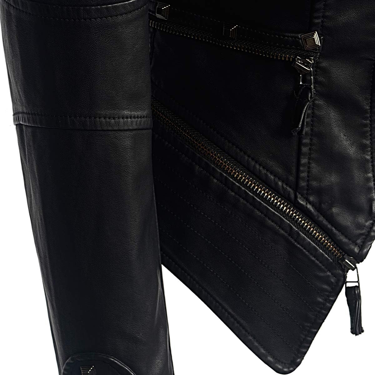 image:imageWomens classic Lapel punk rivet leather jacket personality fashion sexy dovetail Motorcycle casual coatPublack