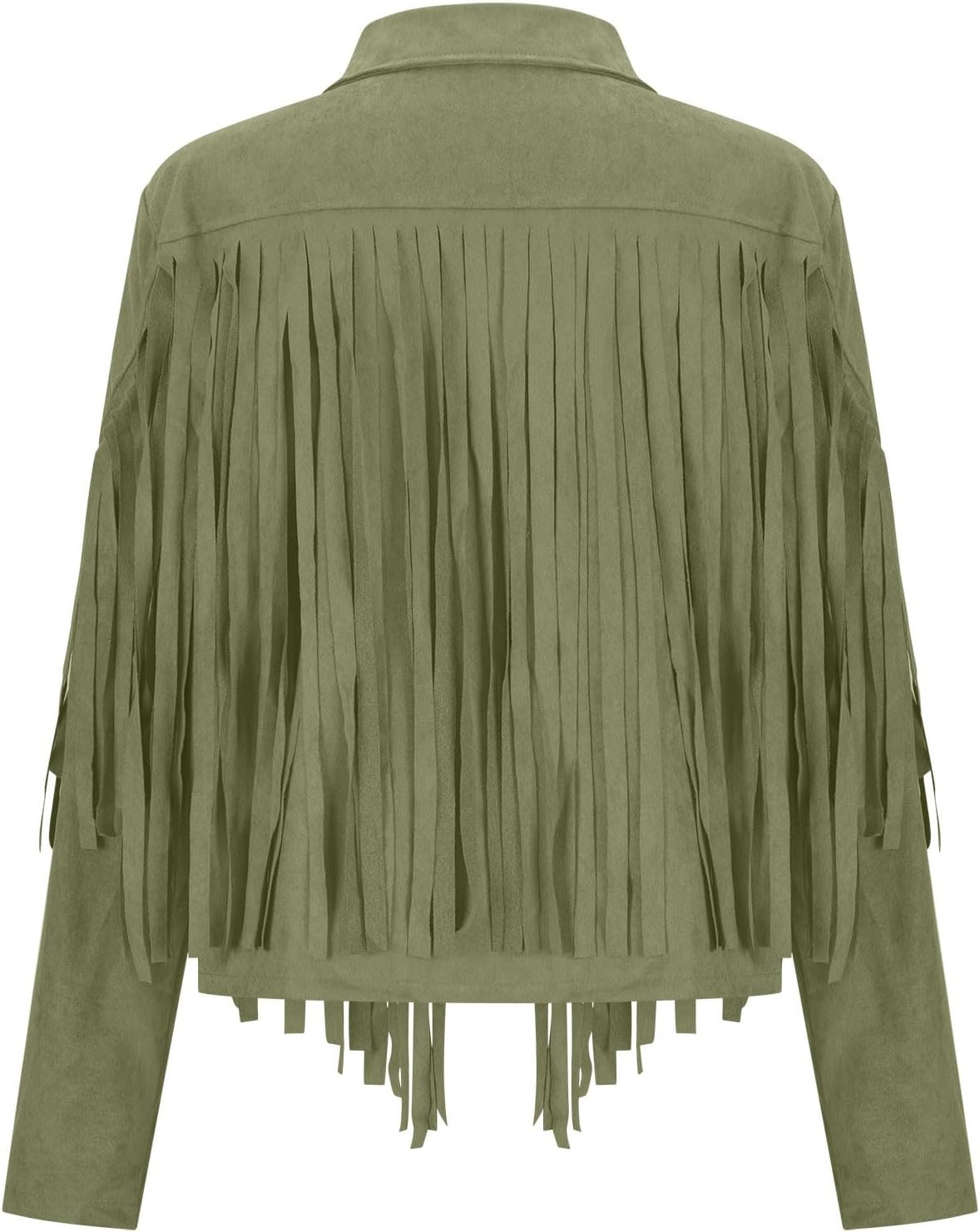 image:imageYMADREIG Womens Fringe Jacket Faux Suede Leather Jackets Tassel Motorcycle Cowgirl Outfits Fall Fashion Western Crop JacketA01army Green