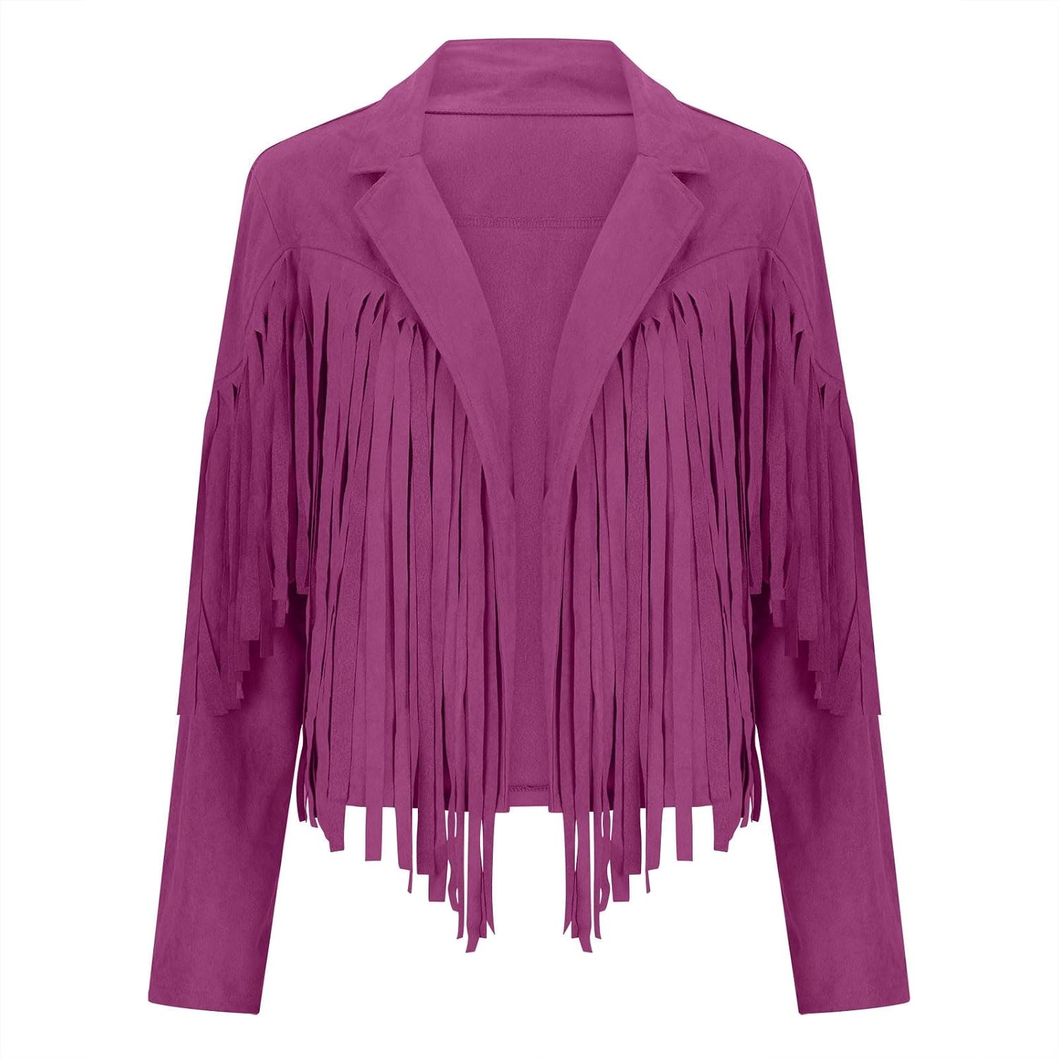 image:imageYMADREIG Womens Fringe Jacket Faux Suede Leather Jackets Tassel Motorcycle Cowgirl Outfits Fall Fashion Western Crop JacketA01hot Pink