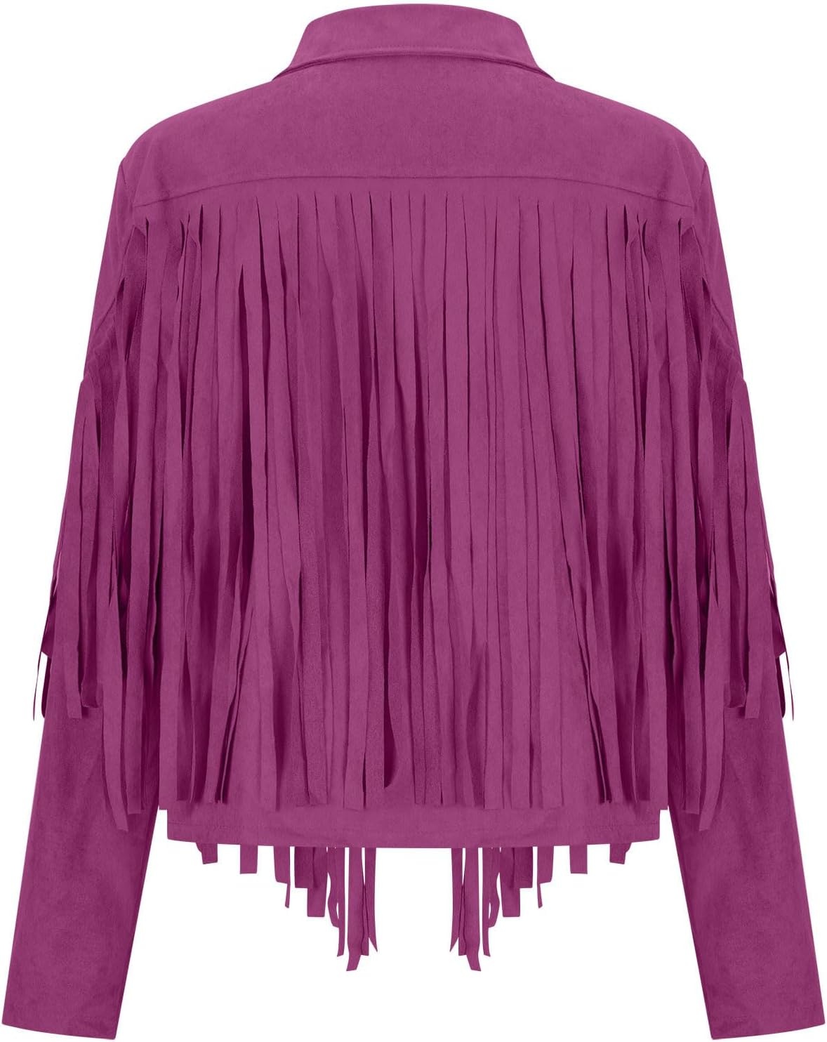 image:imageYMADREIG Womens Fringe Jacket Faux Suede Leather Jackets Tassel Motorcycle Cowgirl Outfits Fall Fashion Western Crop JacketA01hot Pink