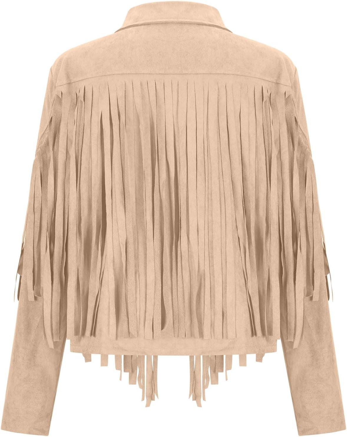image:imageYMADREIG Womens Fringe Jacket Faux Suede Leather Jackets Tassel Motorcycle Cowgirl Outfits Fall Fashion Western Crop JacketA01khaki