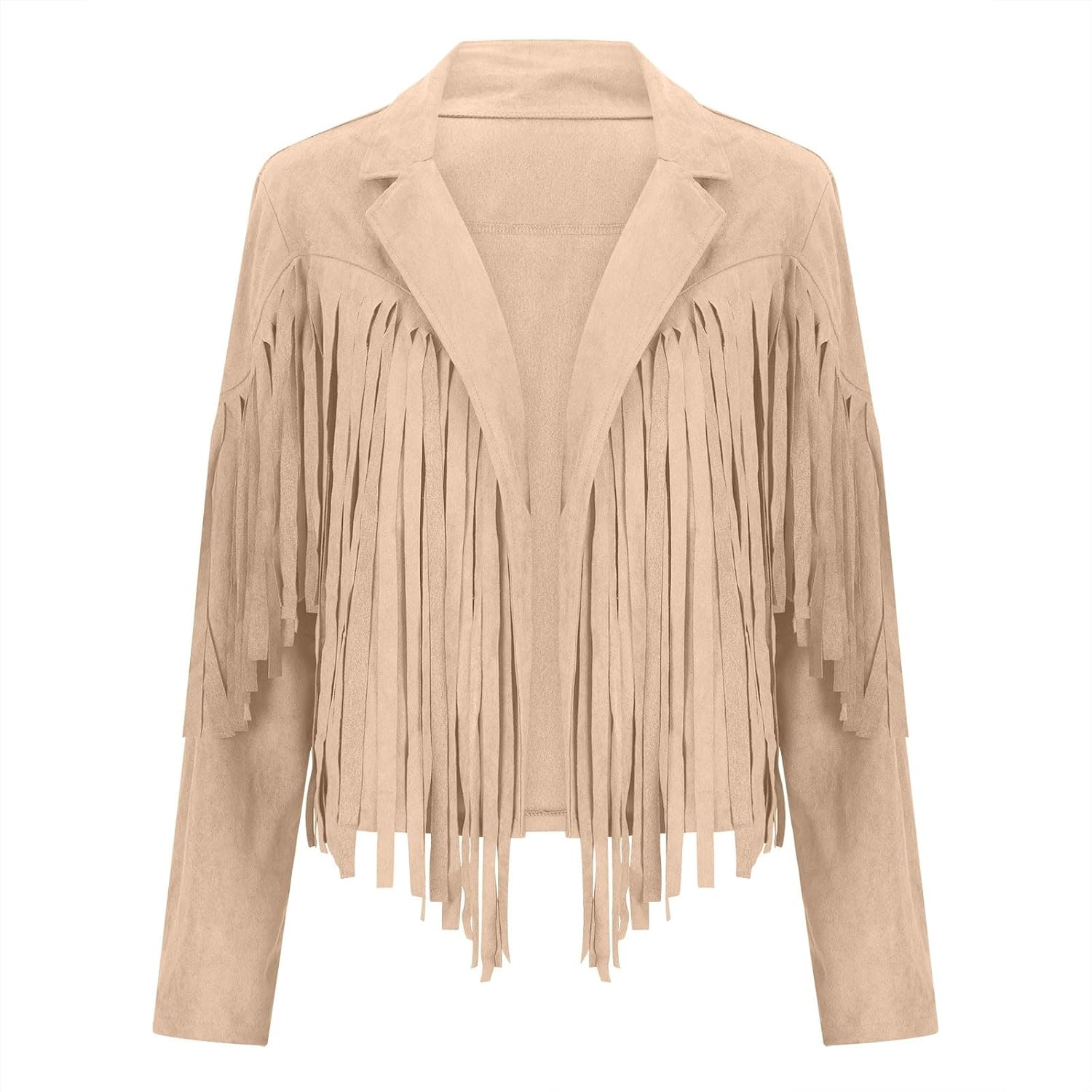 image:imageYMADREIG Womens Fringe Jacket Faux Suede Leather Jackets Tassel Motorcycle Cowgirl Outfits Fall Fashion Western Crop JacketA01khaki