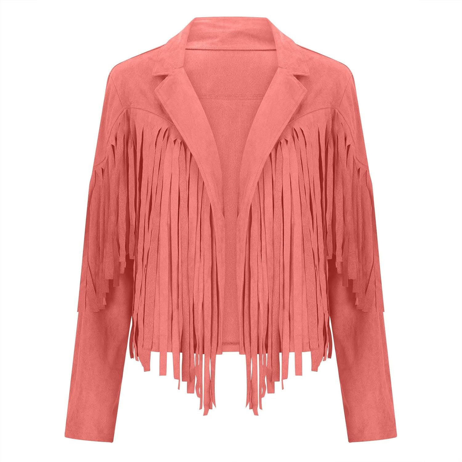 image:imageYMADREIG Womens Fringe Jacket Faux Suede Leather Jackets Tassel Motorcycle Cowgirl Outfits Fall Fashion Western Crop JacketA01orange