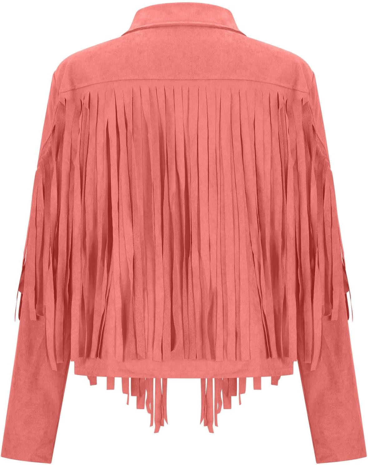 image:imageYMADREIG Womens Fringe Jacket Faux Suede Leather Jackets Tassel Motorcycle Cowgirl Outfits Fall Fashion Western Crop JacketA01orange