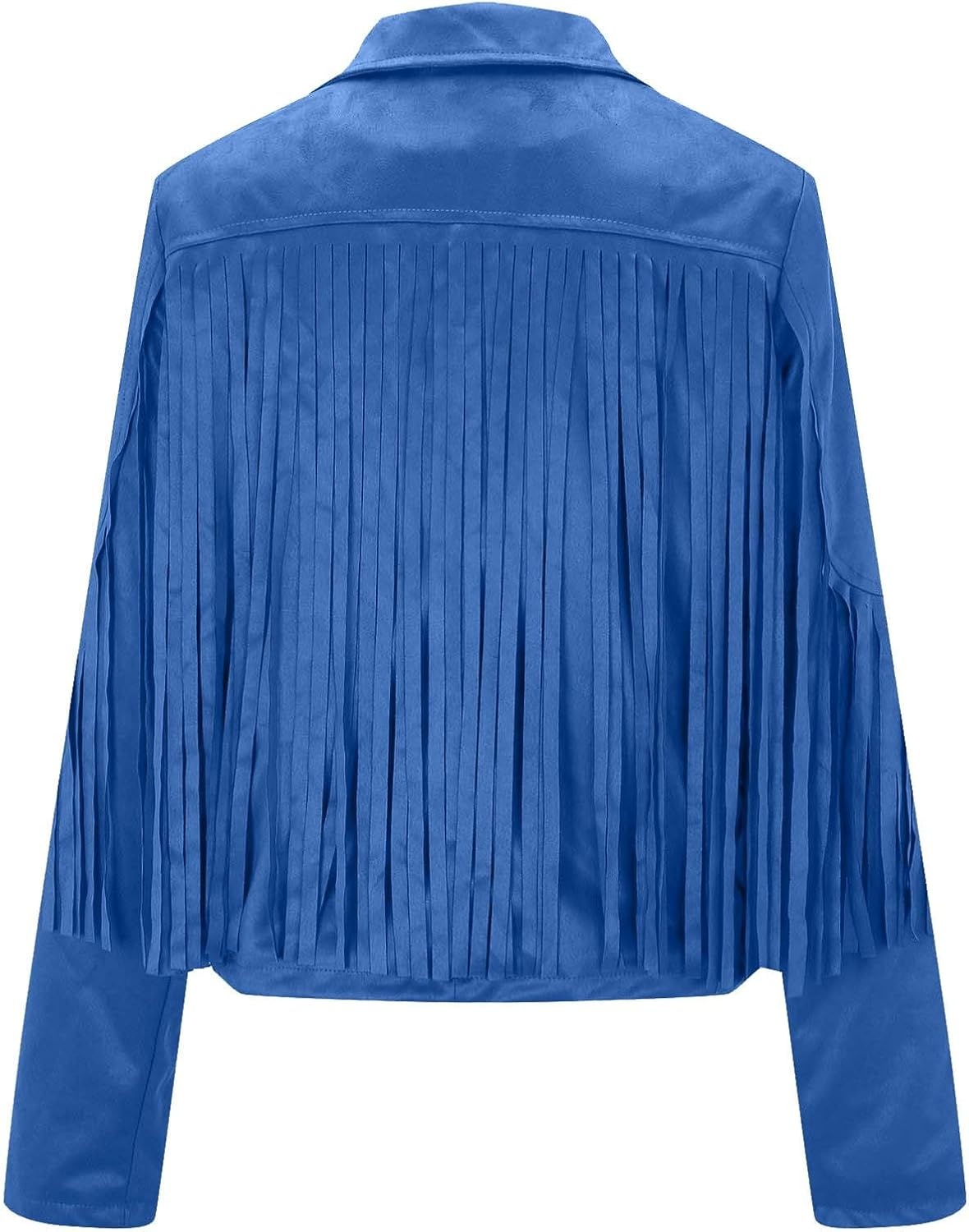 image:imageYMADREIG Womens Fringe Jacket Faux Suede Leather Jackets Tassel Motorcycle Cowgirl Outfits Fall Fashion Western Crop JacketA02blue