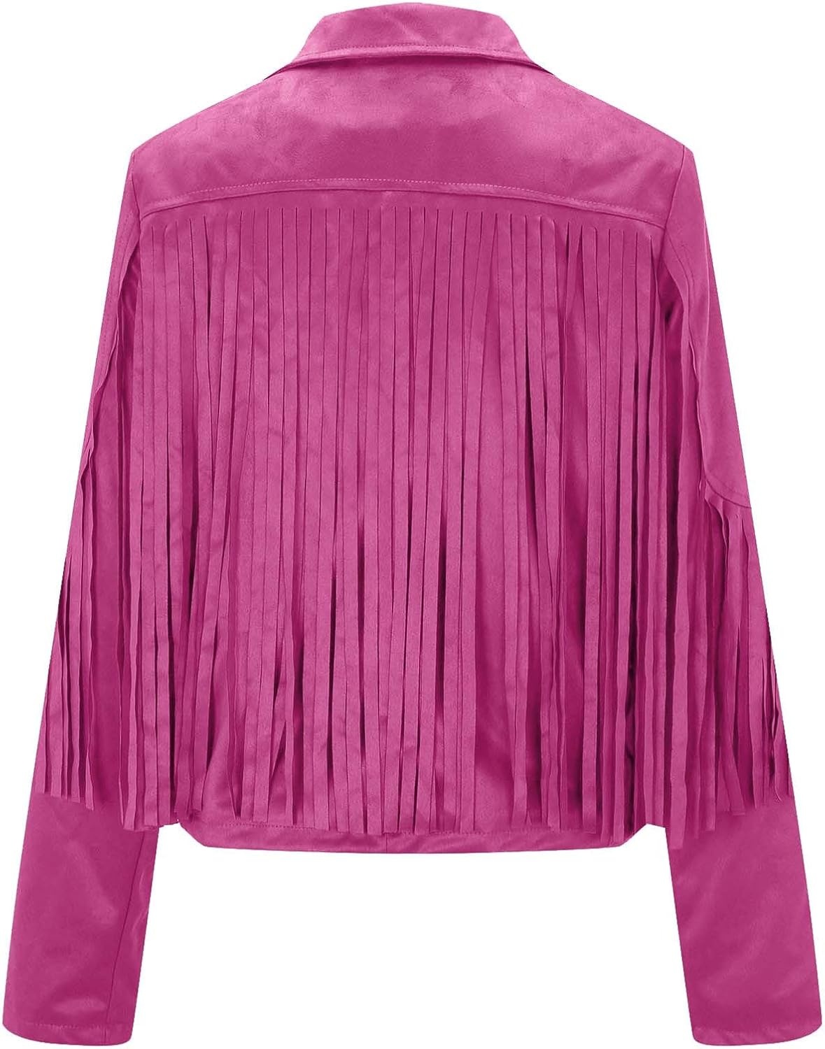 image:imageYMADREIG Womens Fringe Jacket Faux Suede Leather Jackets Tassel Motorcycle Cowgirl Outfits Fall Fashion Western Crop JacketA02hot Pink