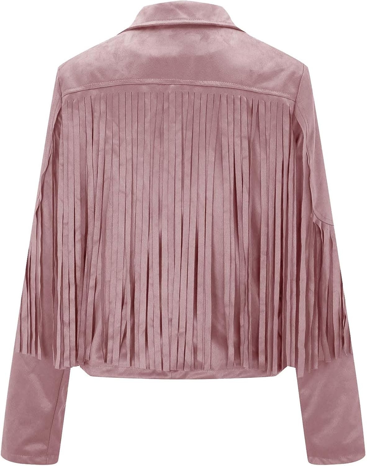 image:imageYMADREIG Womens Fringe Jacket Faux Suede Leather Jackets Tassel Motorcycle Cowgirl Outfits Fall Fashion Western Crop JacketA02pink