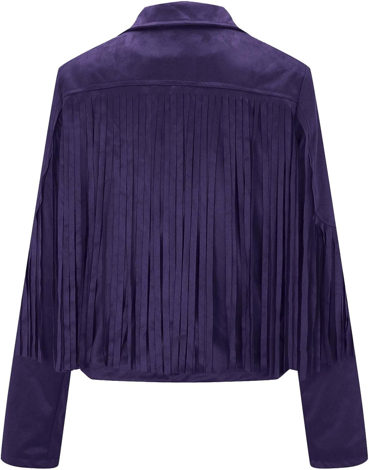 image:imageYMADREIG Womens Fringe Jacket Faux Suede Leather Jackets Tassel Motorcycle Cowgirl Outfits Fall Fashion Western Crop JacketA03purple