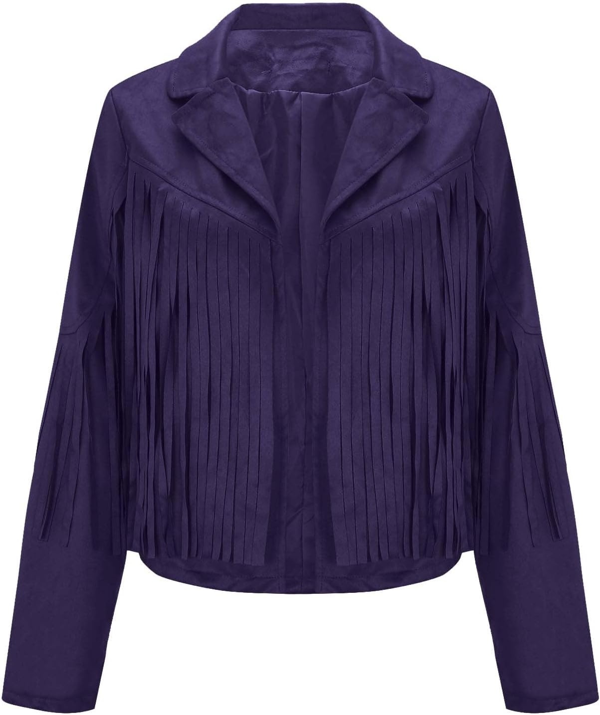image:imageYMADREIG Womens Fringe Jacket Faux Suede Leather Jackets Tassel Motorcycle Cowgirl Outfits Fall Fashion Western Crop JacketA03purple