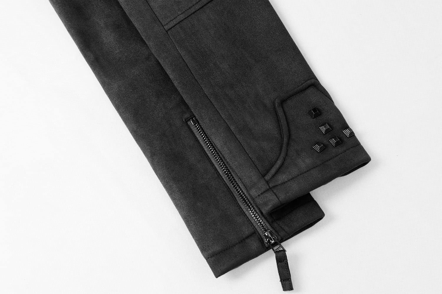 image:imagechouyatou Womens Fashion Studded Perfectly Shaping Faux Leather Biker JacketSuede Black