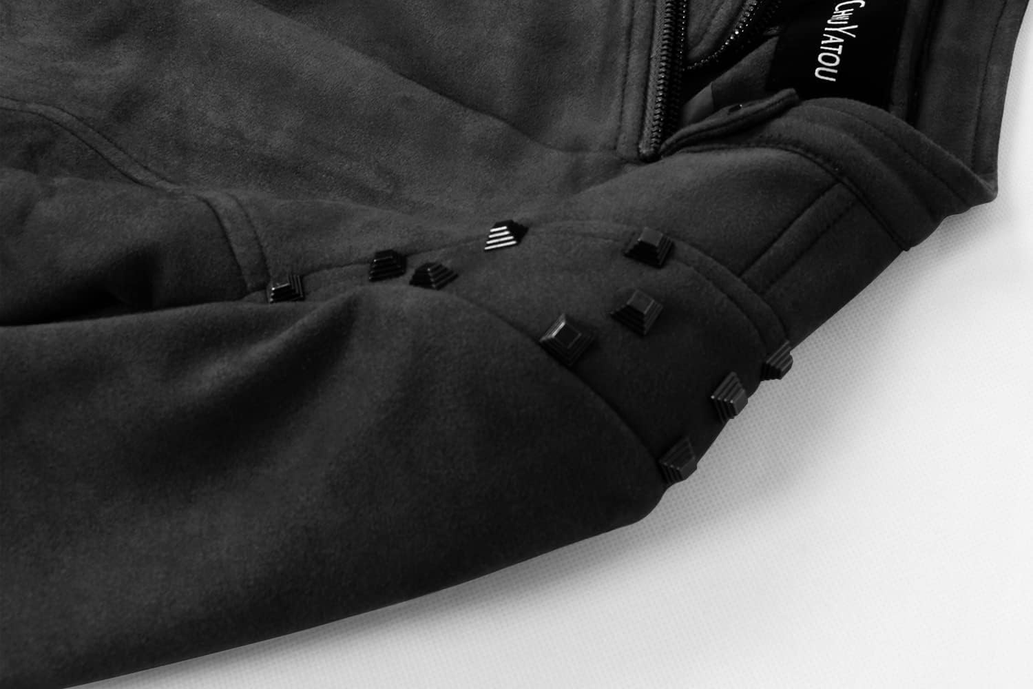 image:imagechouyatou Womens Fashion Studded Perfectly Shaping Faux Leather Biker JacketSuede Black