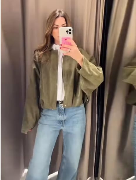 image:imagekipfall Womens Faux Suede Jackets Fall Fashion Outfits Coat Winter Clothes Open Front Cropped JacketGreen