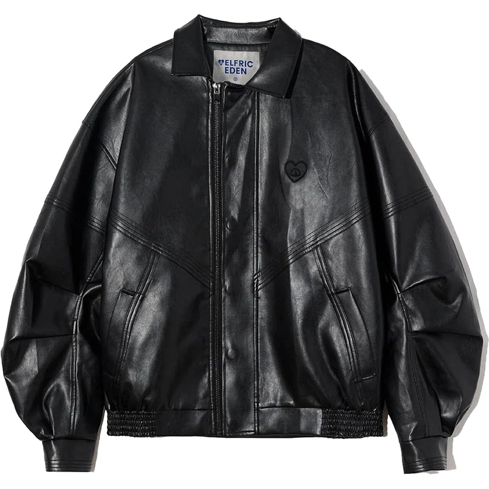 image:imageAelfric Eden Womens Leather Jacket Oversized Y2k Faux Motorcycle Bomber Moto Biker Jackets CoatsBlack