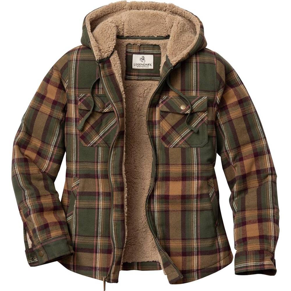 image:imageLegendary Whitetails Womens Hooded Shacket Berber Lined Shirt JacketMossy Meadows