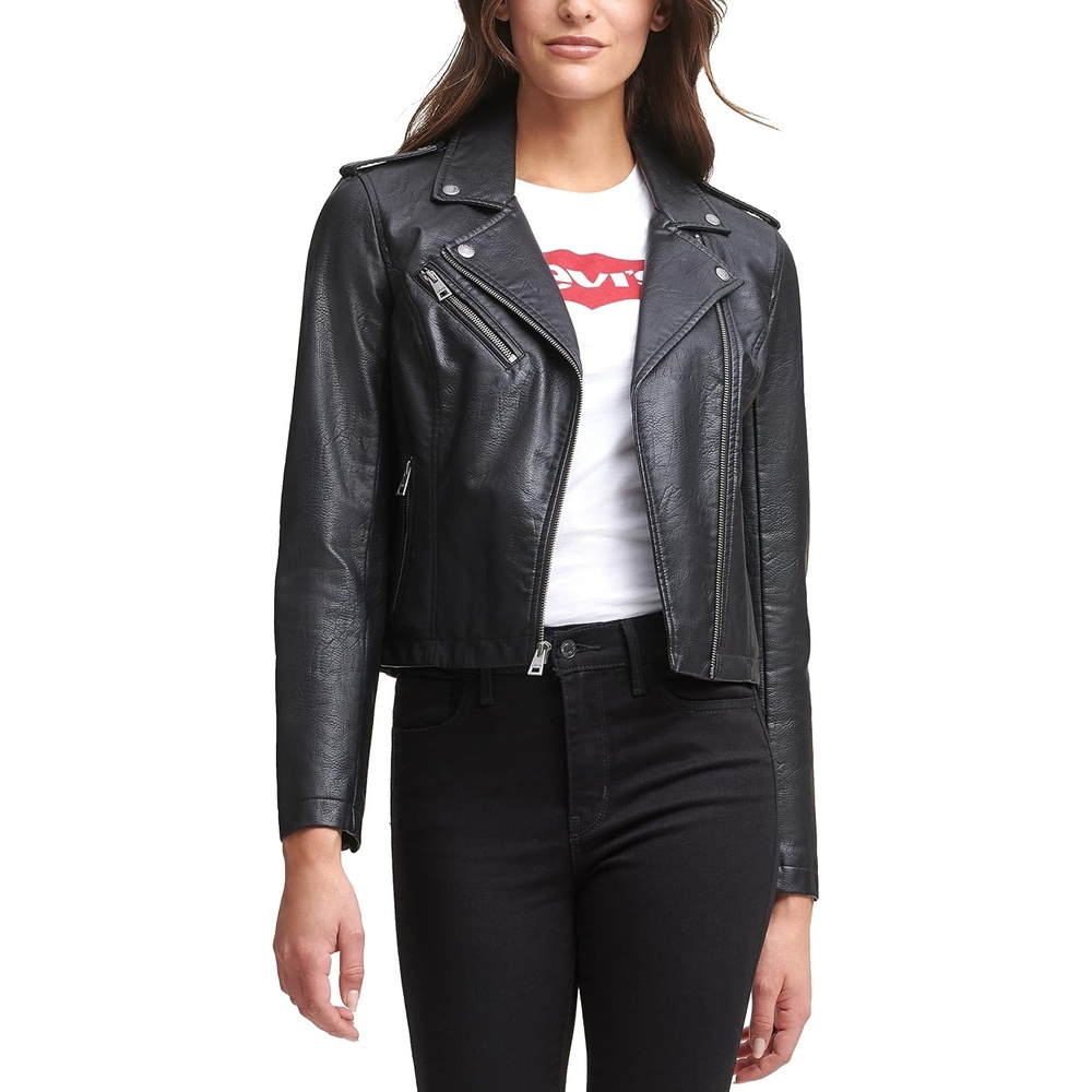 image:imageLevis Womens The Classic Faux Leather Moto Jacket Regular amp Plus SizeBlack