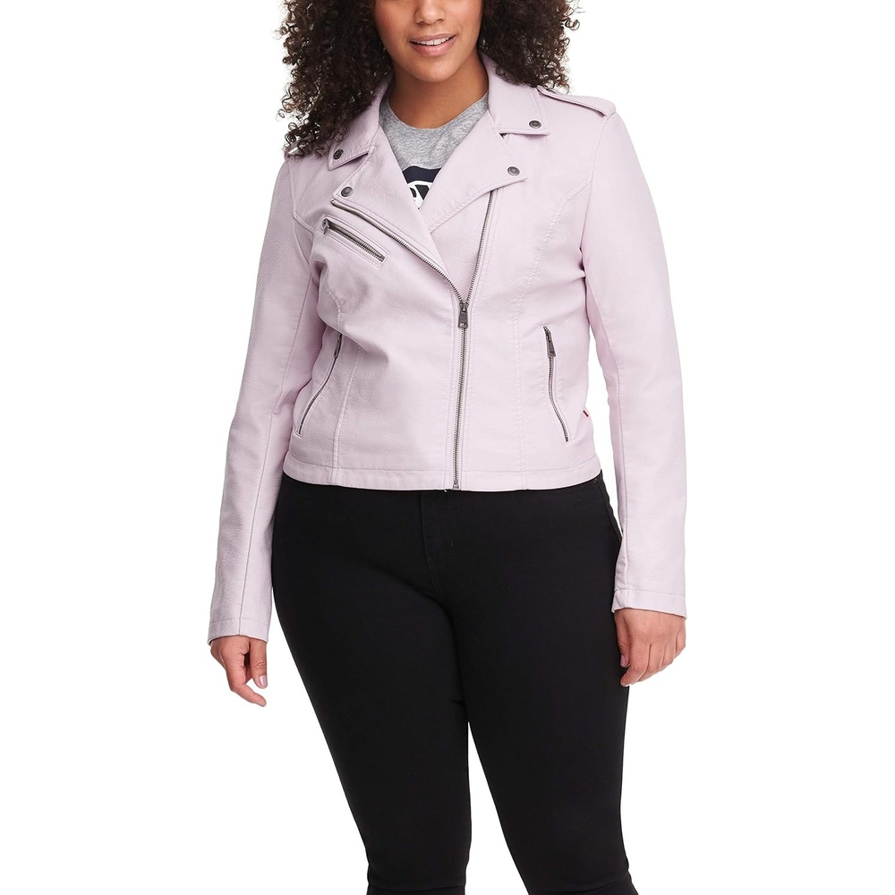 image:imageLevis Womens The Classic Faux Leather Moto Jacket Regular amp Plus SizeBlush Red