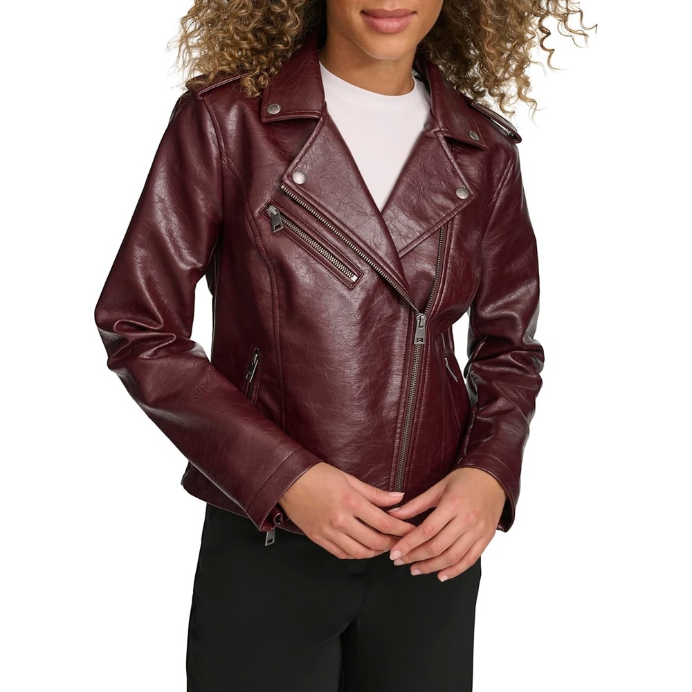 image:imageLevis Womens The Classic Faux Leather Moto Jacket Regular amp Plus SizeFig Gloss Pu