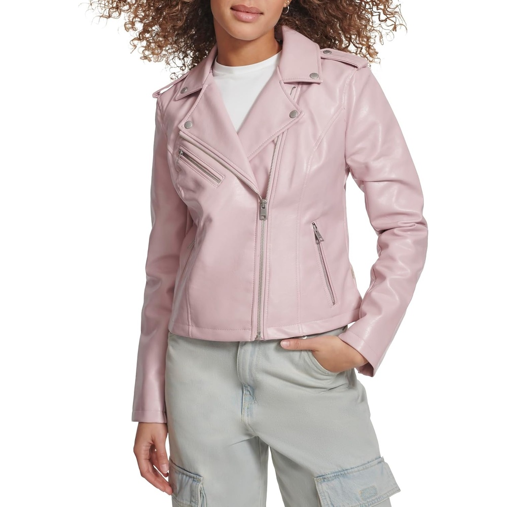 image:imageLevis Womens The Classic Faux Leather Moto Jacket Regular amp Plus SizeGloss Lilac