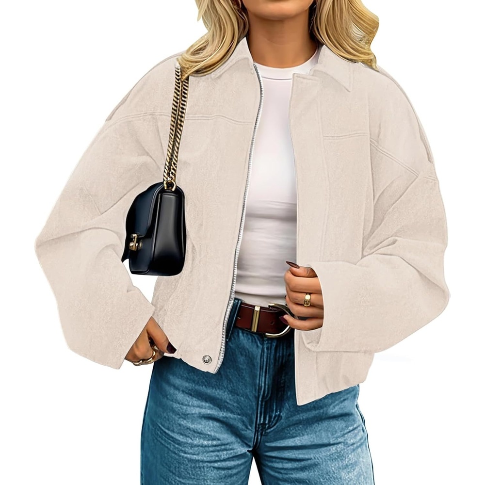 image:imagekipfall Womens Faux Suede Jackets Fall Fashion Outfits Coat Winter Clothes Open Front Cropped JacketBeige